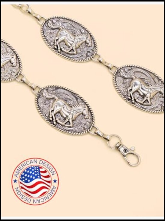 Western Chain Belt Metal Concho Belt for Dresses Jeans Country Concert main image 5